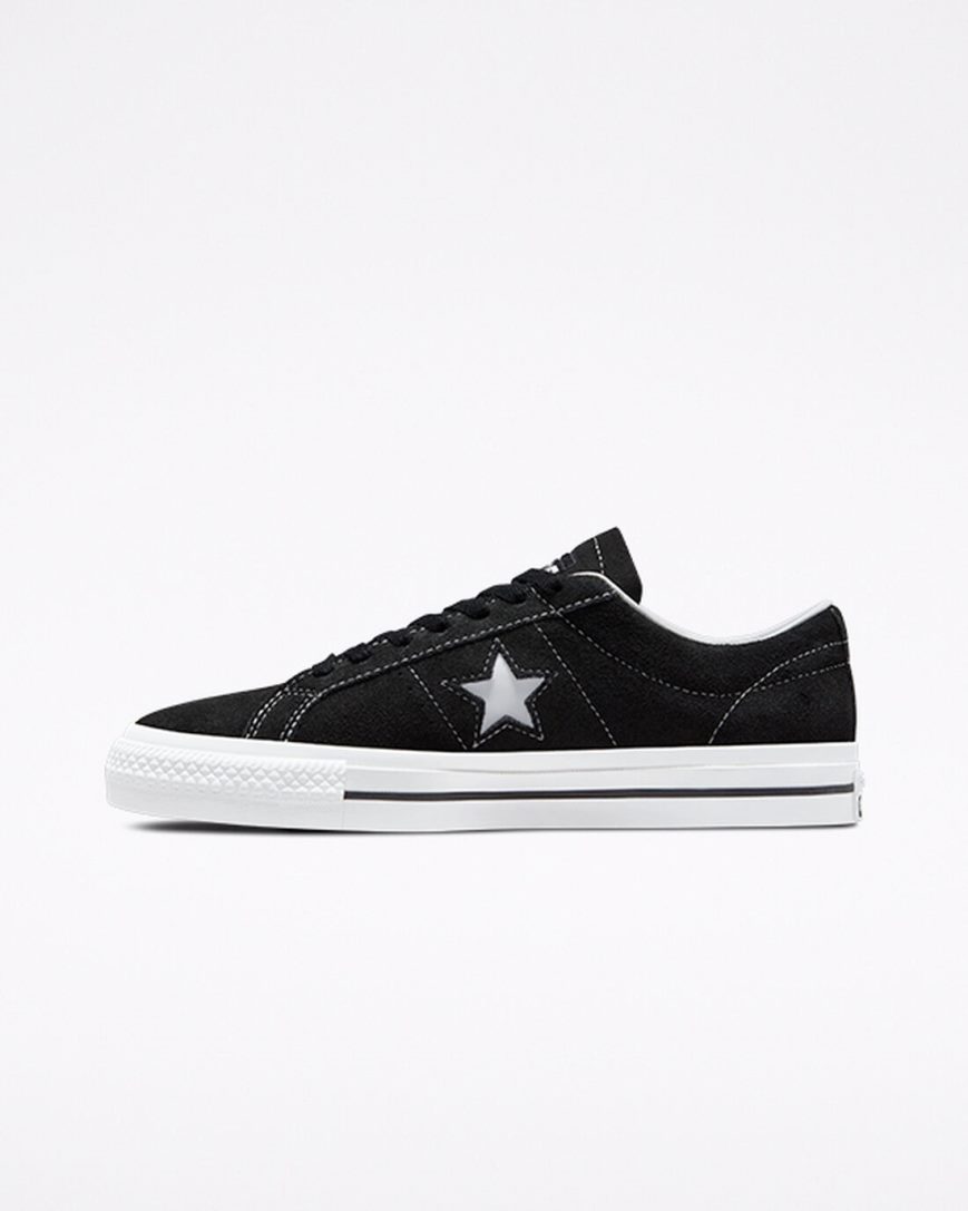 Bascheți Dama Converse CONS One Star Pro Piele Intoarsa Negrii Albi | RO HWZJI587